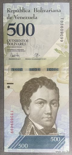 Банкнота 500 боливар 2017 год. Венесуэла. НЕ БЫЛА В ОБОРОТЕ.