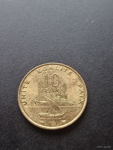 Джибути 10 франков 1996 г. - корабль