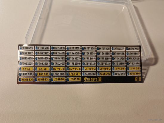 Металлические номера для моделей 1/64 (Europe)