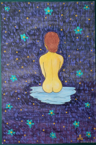 Женщина, смешанная техника, бумага 2012, Котов Олег