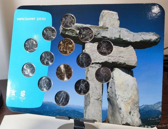Канада, 14 монет 2007-2010 г. в официальном буклете - Зимняя Олимпиада 2010 в Ванкувере, UNC