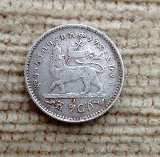 Werty71 Эфиопия 1 герш 1895 Серебро Лев Серебро гирш