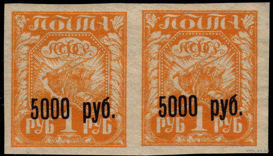 РСФСР-1922. Вспомогательный стандартный выпуск. (Стандарт). Пара. Надп. черная 5000 на 1 руб. СК 34. *