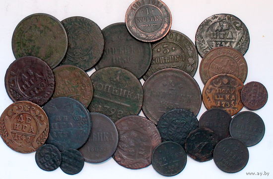 Лот (24 шт) медные монеты