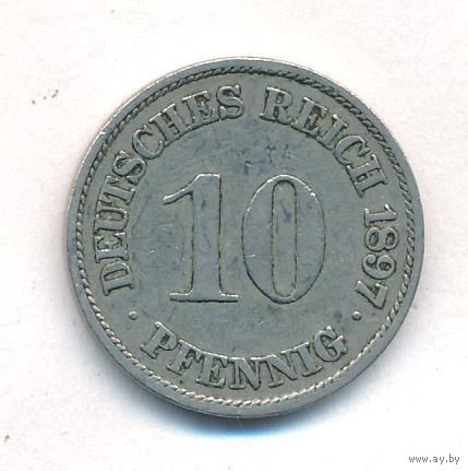 Германия 10 пфеннигов 1897 год _состояние VF