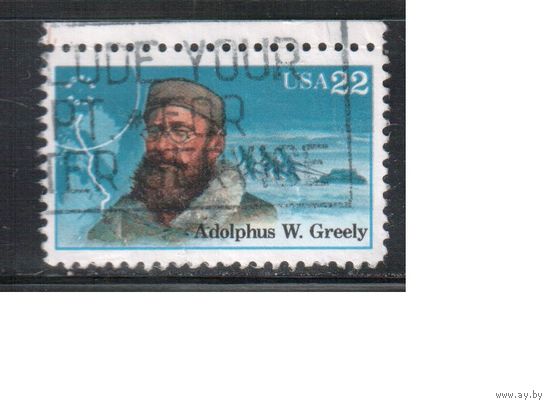 США-1986, (Мих.1836),  гаш. , Полярные исследователи,