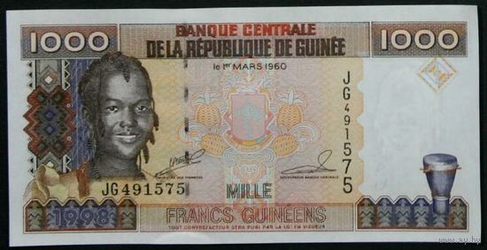 Гвинея 1000 франков 1998 года. Состояние UNC!