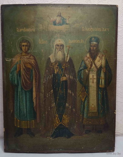 Трио (Святой мученик Бонифаций, Священномученик Ермоген (Гермоген), Патриарх Московский и всея Руси, Святитель Иоасаф Епископ Белгородский) – 400 х 315 мм