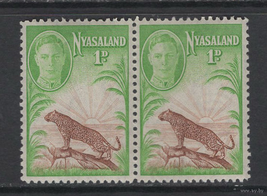 Ньясаленд /Nyasaland 1947**  Леопард  Георг VI  сцепка SG#160