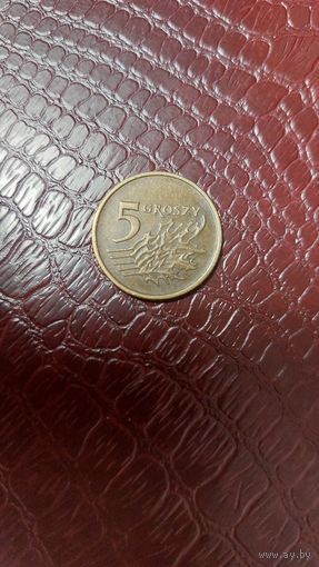 Монета 5 грошей 1992 г. Польша. Хорошая!