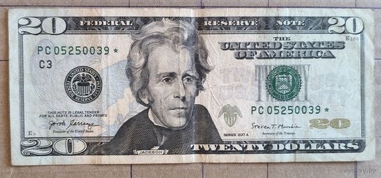 США 20 долларов 2017 г., серия замещения, со звездой, FrNEW, P:NEW