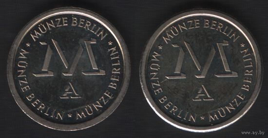 Munze Berlin (3раза) M A -- Munze Berlin (3раза) M A. ФРГ монета Берлина (18,5(2,2)мм) (f0