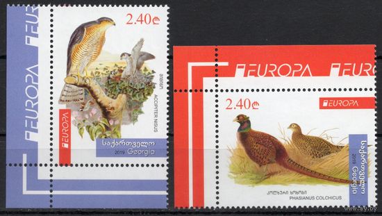 Грузия 2019. Europa CEPT. Птицы. Ястреб. Фазан. 2 марки (323)