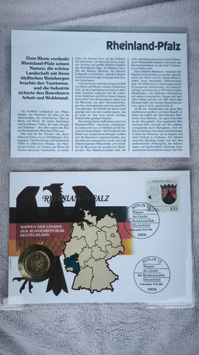 Набор в честь восстановления Германии "1 марка+ конверт +  марка первого дня гашения"Рейнланд"