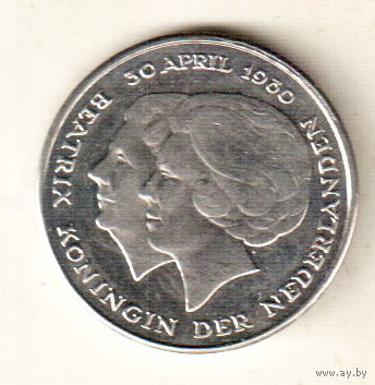 Нидерланды 1 гульден 1980 Коронация Королевы Беатрикс