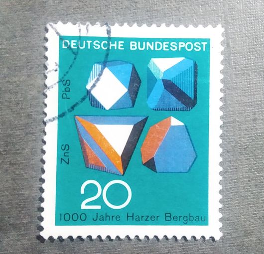 Марка Германия 1968 год 1000 лет горнодобывающей промышленности