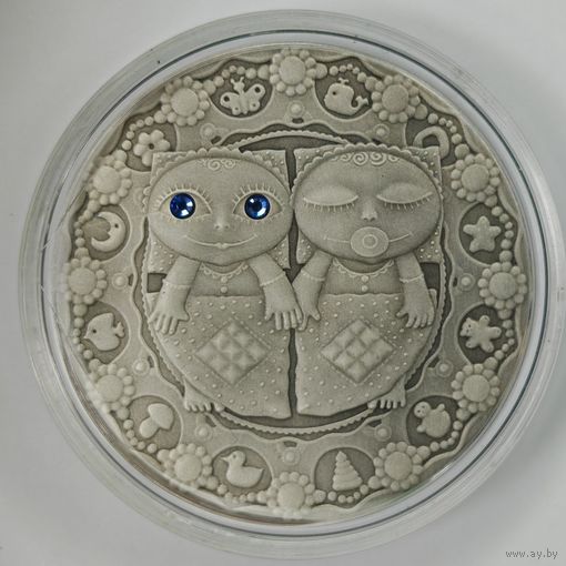 Монета 20 рублей 2009 г. " Близнецы" Знаки зодиака Серебро 925 пр. С рубля.