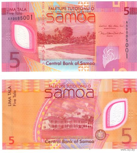 Самоа 5 тала  2023 год UNC (красивая серия и номер)  полимер