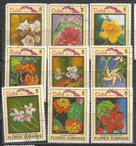 Куба. Цветы. 1983г. 9 марок.