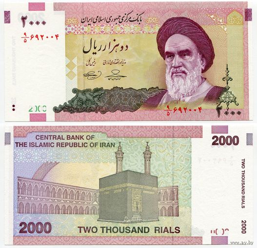 Иран. 2000 риалов (образца 2005 года, P144d, подпись 36, UNC)