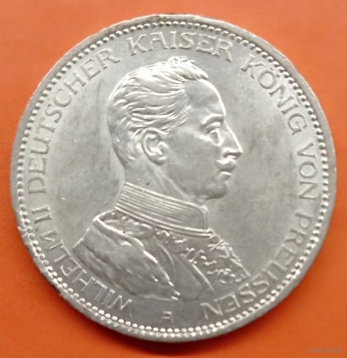 Пруссия 3 марки 1914. Вильгельм в мундире
