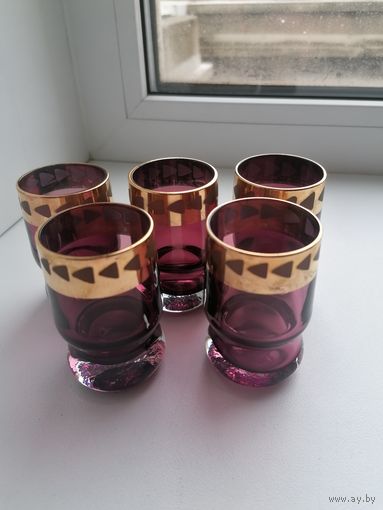 Рюмки, 5шт, Неман, Марганцевое стекло