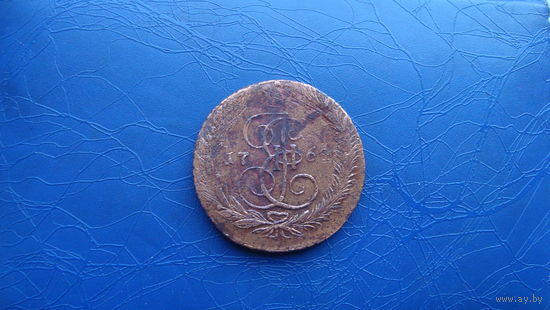 5 копеек 1764 перечекан, брак чекана, 3 головы                                                  (2238)