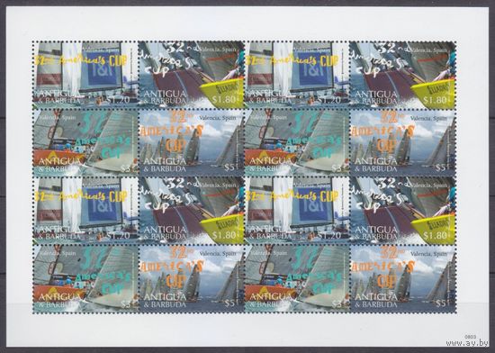 2008 Антигуа и Барбуда 4575-4578Sheet регата "Кубок Америки" 35,00 евро
