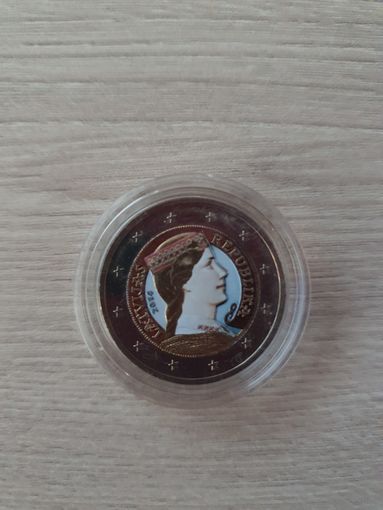 2 евро 2014 год, Латвия регулярная, ЦВЕТНАЯ в капсуле, UNC