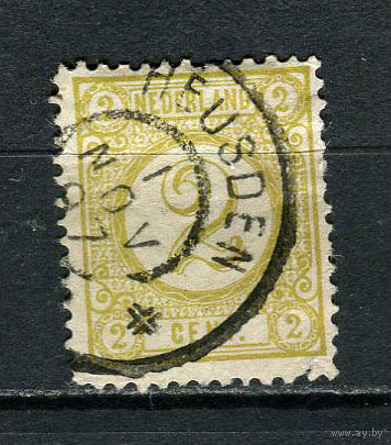 Нидерланды - 1876 - Цифры 2С - [Mi.32aF] - 1 марка. Гашеная.  (Лот 15Jo)-T4P15