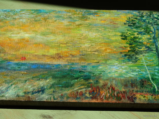 А. Серпин. Закат. Окрестности Минска. 2026. х.м. 25х45.