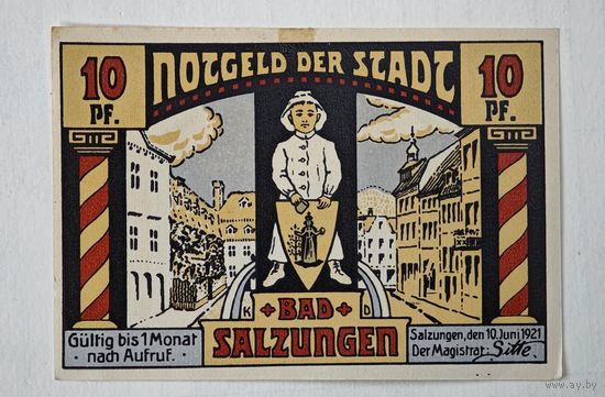 1921 год 10   пфеннигов    Германия