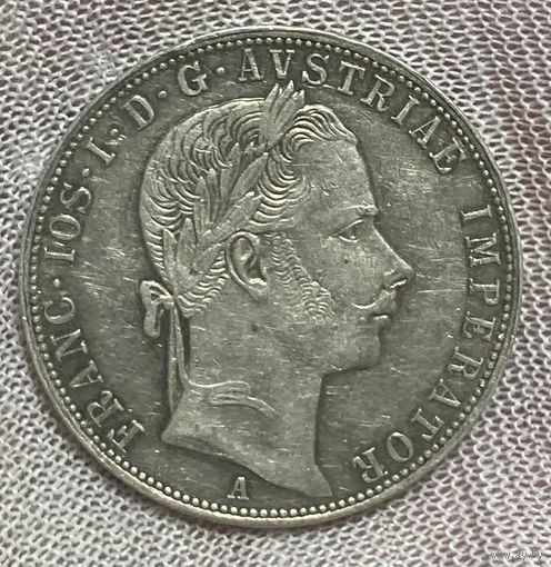 Монета 1 флорин 1858 год. Австро-Венгрия.