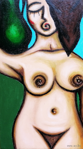 Картина "Грузинское вино" / Живопись -НЮ. Оргалит на подрамнике, акрил / 49 x 28 см