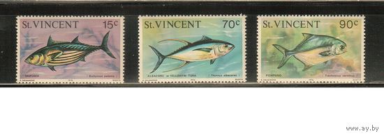 Сент-Винсент-1976(Мих.448-450) , **  , , Морская  Фауна ,  Рыбы,(полная серия)