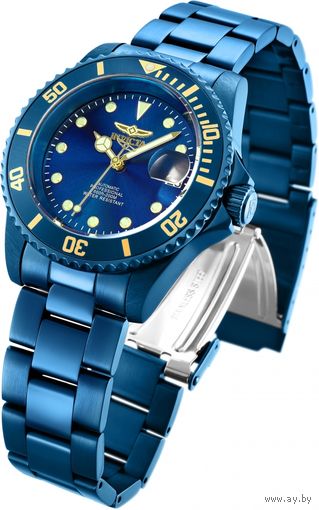 Часы Invicta Pro Diver Automatic Blue Label, новые. Механика, оксидированные корпус и браслет. Водозащита WR 200 м по ISO 22810.