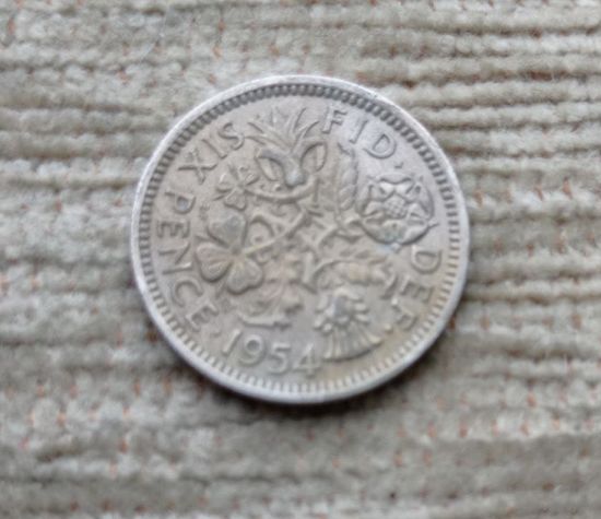Werty71 Великобритания 6 пенсов 1954 Елизавета 2