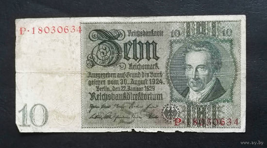 10 рейхсмарок 1929 Германия P 18030634 #0004