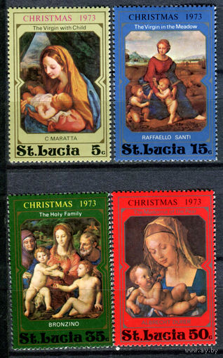 Сент-Люсия - 1973г. - Рождество, картины - 4 марки - полная серия, MNH 2 марки с незначительным дефектом клея [Mi 337-340]. #4-B6-Z-1-23