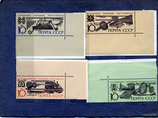 СССР, 1989,  МУЗЫКАЛЬНЫЕ** ИНСТРУМЕНЫ, серия, 4м, чистая**