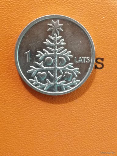 Латвия, 1 лат, 2009 год, РОЖДЕСТВЕНСКАЯ ЕЛЬ, KM# 106
