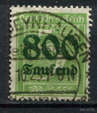 Рейх (Веймарская республика) - 1923 - Надпечатка нового номинала 800 Tsd на 5 Pf - [Mi.301A] - 1 марка. Гашеная.  (Лот 56BH)