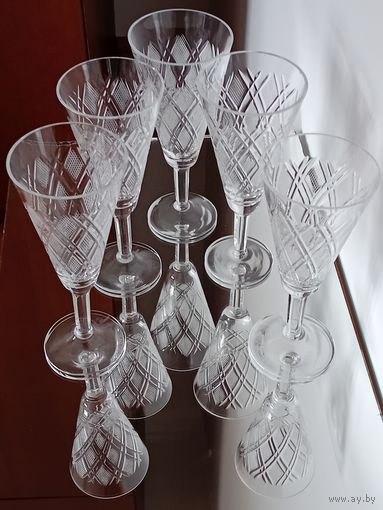 Фужеры. Высота 20 см. Хрусталь. Ручная гравировка