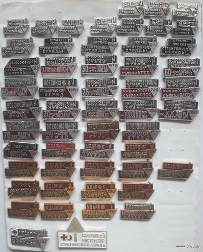 Студенческие отряды, Целинные стройки, Ударники (по годам).