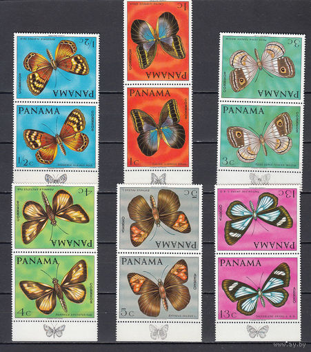 Фауна. Бабочки. Панама. 1968. 6 марок в тет-бешах. Michel N  1056-1061 (11,0 е)