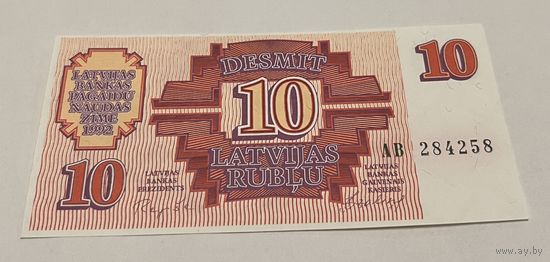 10 латвийских рублей 1992 с рубля