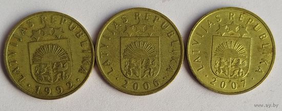 Латвия 5 сантимов 1992, 2006, 2007