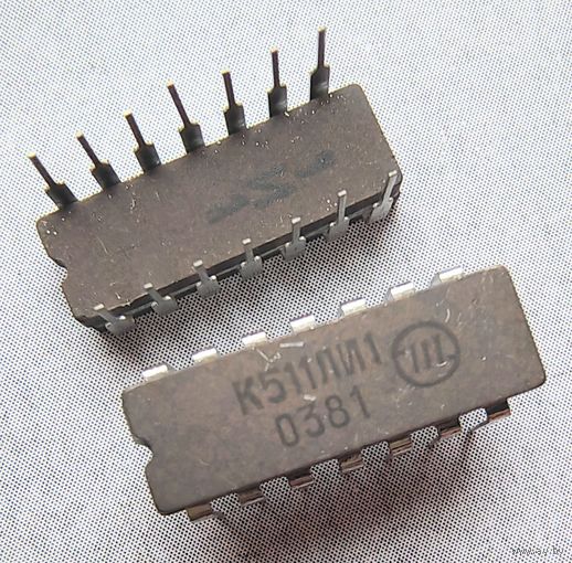 К511ЛИ1 Логическая микросхема. 2 логических элемента "4И" с расширением по "И" и открытым коллекторным выходом