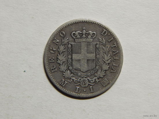 Италия 1 лира 1863г