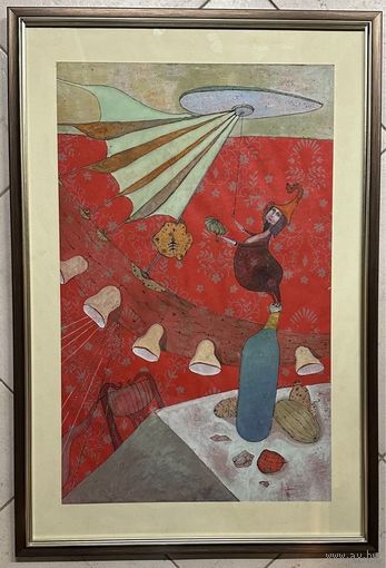 Овчинников А.М. Смешанная техника. Гуашь, акварель. Размер 39,5х60 см. С рамой и паспарту 45х68 см.